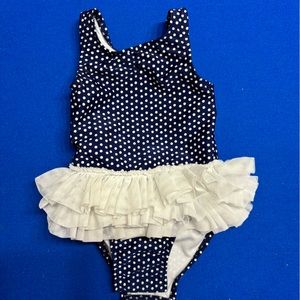 Cat & Jack baby girl swimsuit polka dot ruffle button 18 months